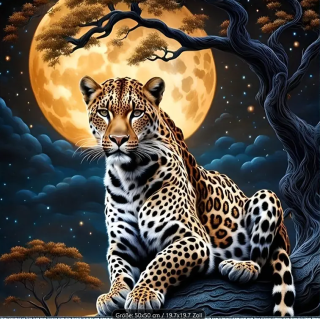 Diamond Painting Leoparden-Nachtlandschaft